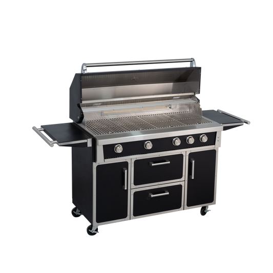 Black - 49'' Premium 304 Stainless Steel Outdoor Propane Grill | 99,000 BTU 4 Burners + Infrared Sear Burner