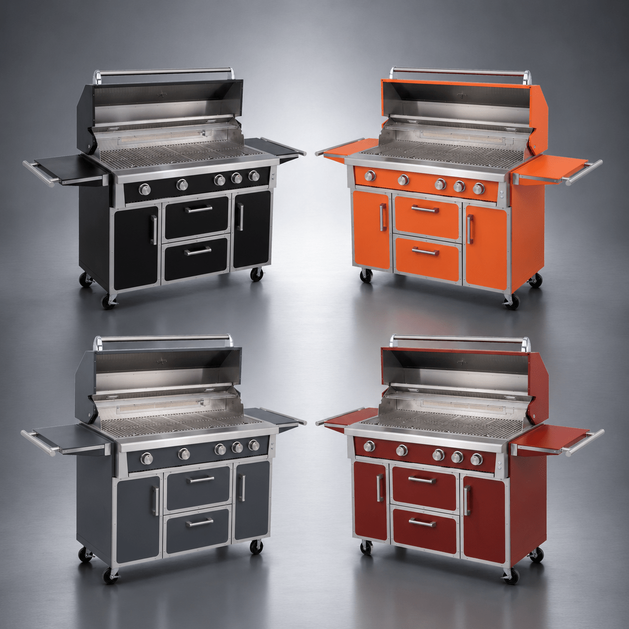 Maroon - 49'' Premium 304 Stainless Steel Outdoor Natural Gas Grill | 99000 BTU 4 Burners + Infrared Rear Burner - NextCabinets