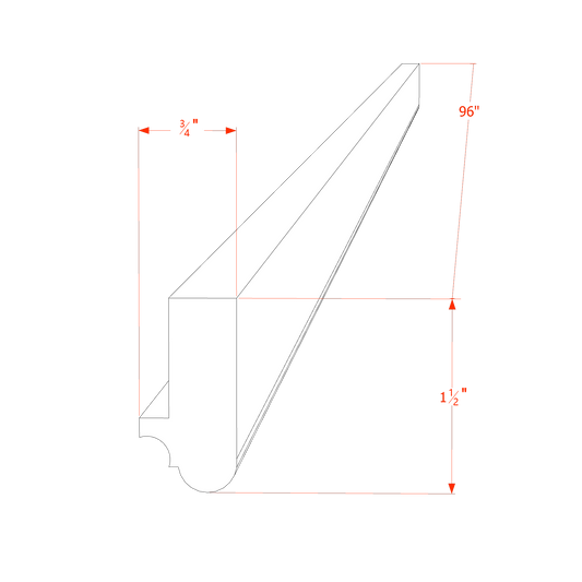 Timber Wood - 1-1/2"W x 96"L Light Rail Molding