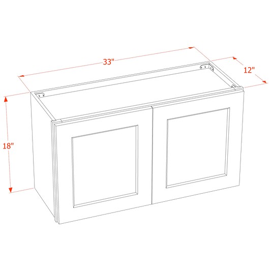 HE - W3318: Ebony Black Shaker 33"W x 18"H 2 Doors Standard Wall Bridge Cabinet - NextCabinets