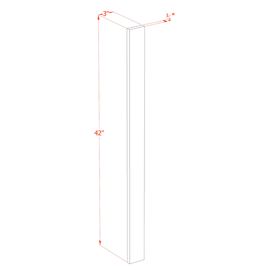 HE - WF342: Ebony Black Shaker 03"W x 42"H Wall Cabinet Filler - NextCabinets