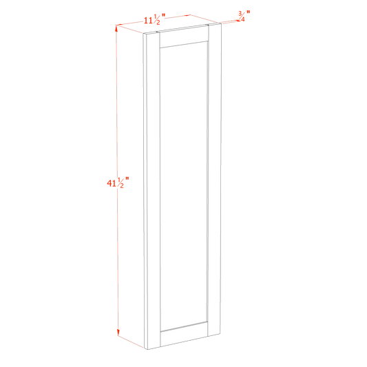 HE - WP - W42: Ebony Black Shaker 42" - 11 - 1/2"W x 41 - 1/2"H x 3/4"D Wainscot Panel Wall - NextCabinets