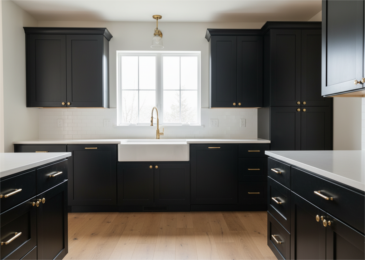 Onyx Black Blind Corner Base Cabinet - 42"W