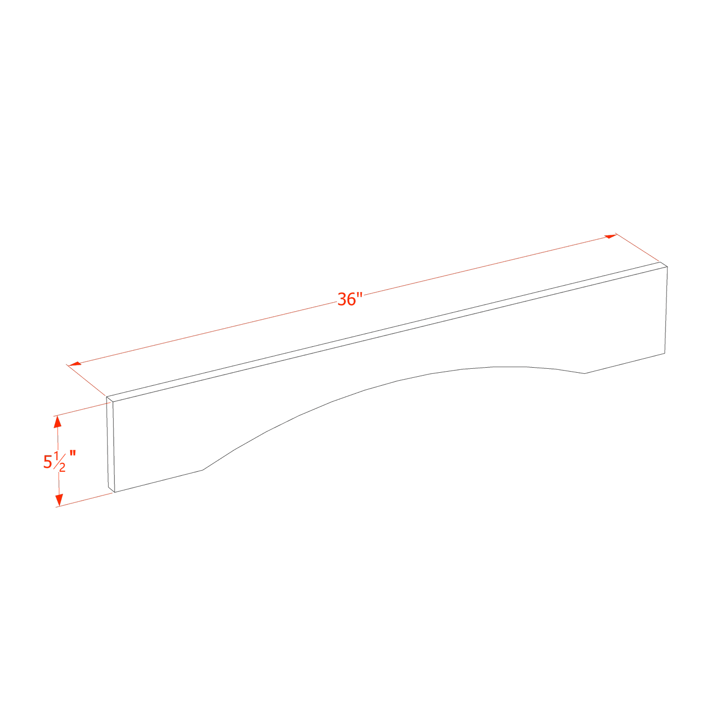 HF - VAR36: Frost White Shaker 36"W x 5 - 1/2"H x 3/4"D Arched Valance - NextCabinets