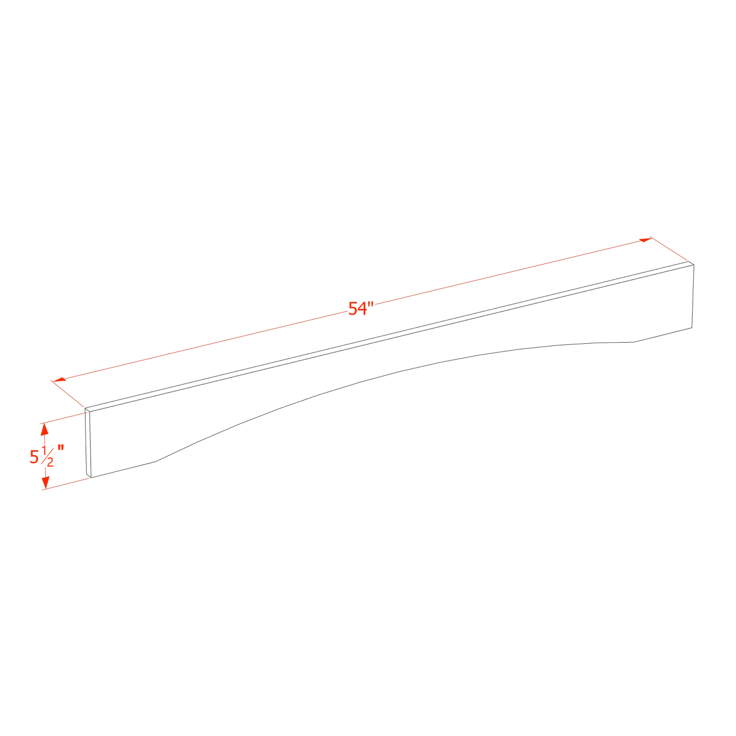 HF - VAR54: Frost White Shaker 54"W x 5 - 1/2"H x 3/4"D Arched Valance - NextCabinets