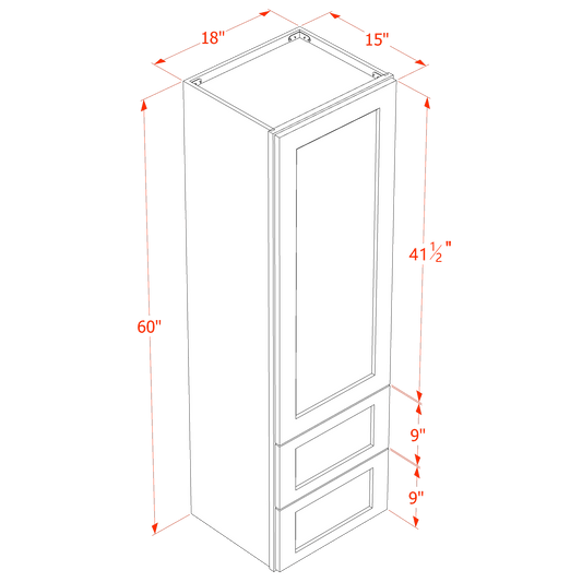 HG - WD1860: Dark Gray Shaker 18"W x 60"H 1 Door & 2 Drawers Special Wall Cabinet - NextCabinets