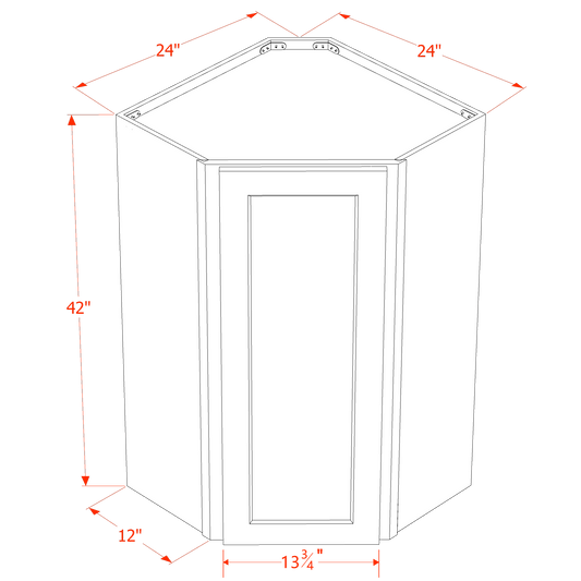 HG - WDC2442: Dark Gray Shaker 24"W x 42"H 1 Door & 2 Shelves Diagonal Wall Corner Cabinet - NextCabinets