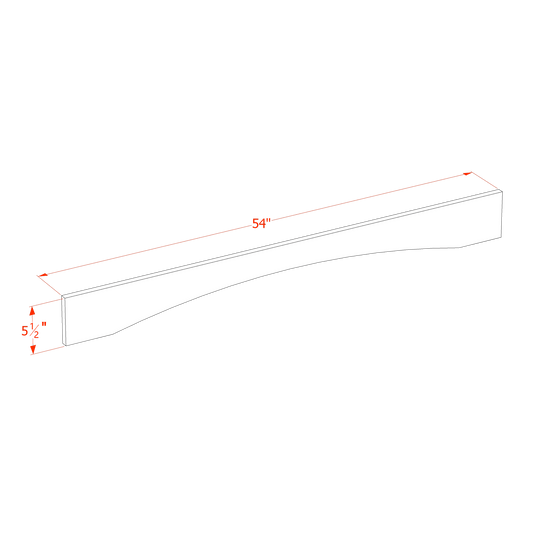 HT - VAR54: Timber Wood Shaker 54"W x 5 - 1/2"H x 3/4"D Arched Valance - NextCabinets