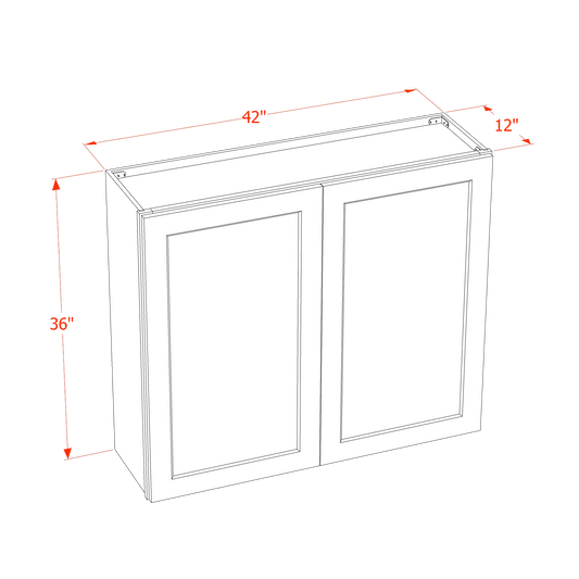HT - W4236: Timber Wood Shaker 42"W x 36"H 2 Doors & 2 Shelves Standard Wall Cabinet - NextCabinets
