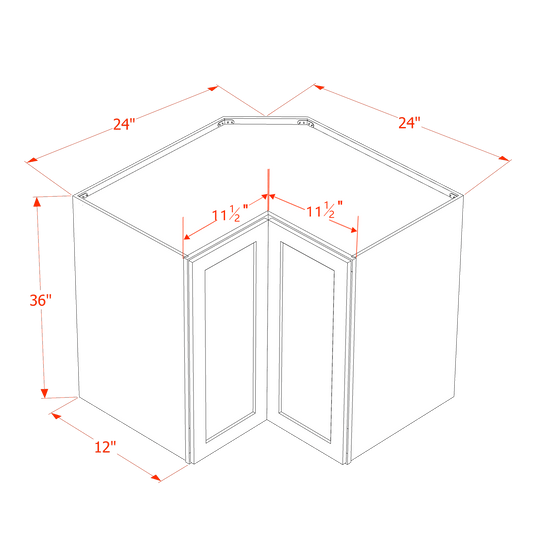 HT - WPC2436: Timber Wood Shaker 24"W x 36"H 1 Door & 2 Shelves Pie Cut Wall Corner Cabinet - NextCabinets
