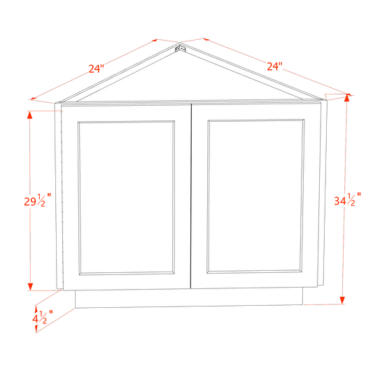 SF - BEC24: Frost White Slim Shaker 24" 2 Full Height Door Angled End Base Cabinets - NextCabinets