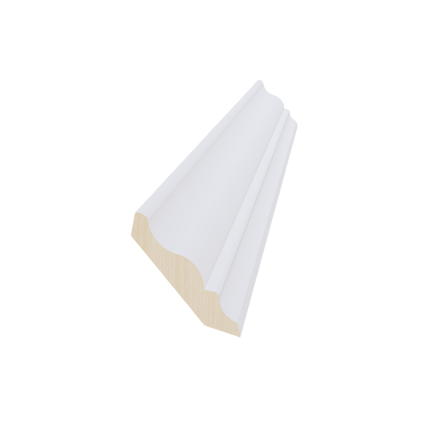 SF - CM6: Frost White Slim Shaker 96"W x 3 - 1/2"H x 2 - 1/2"D Crown Molding - NextCabinets