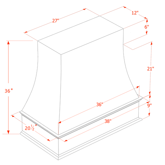 SM - WRH3636: Mocha Brown Slim Shaker 36"W x 36"H Wood Wall Mounted Range Hoods - NextCabinets