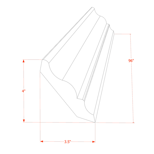 TW - CM6: Creamy White Shaker 96"W x 3 - 1/2"H x 2 - 1/2"D Crown Molding - NextCabinets