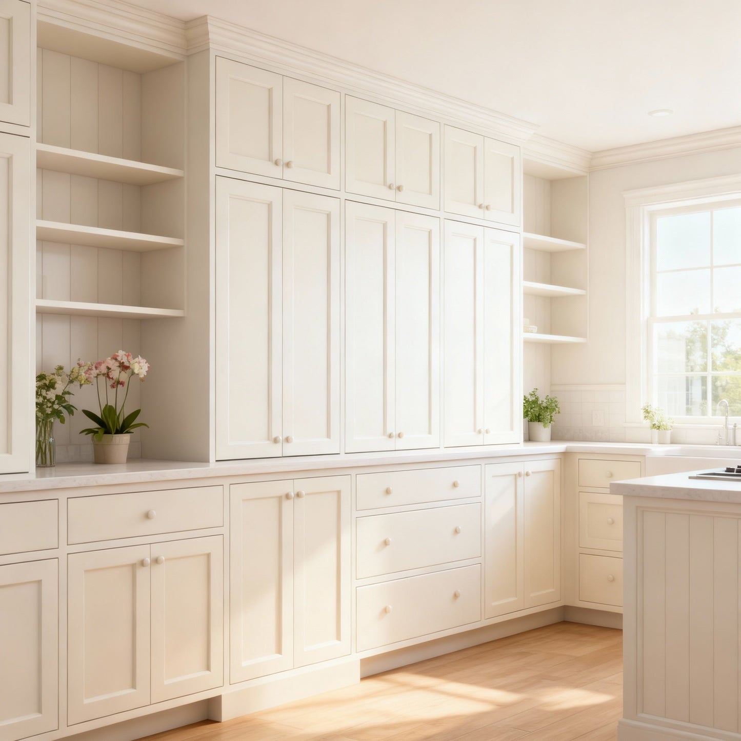 Ivory White Drawer Base Cabinet - 30"W