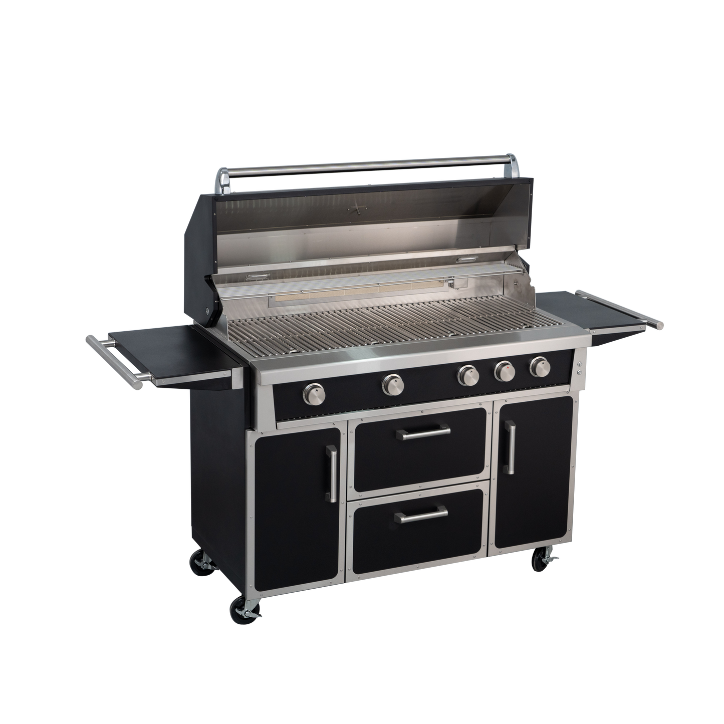 Black- 49'' Premium 304 Stainless Steel Outdoor Natural Gas Grill | 99,000 BTU 4 Burners + Infrared Rear Burner