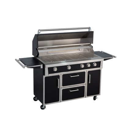 Black- 49'' Premium 304 Stainless Steel Outdoor Natural Gas Grill | 99,000 BTU 4 Burners + Infrared Rear Burner