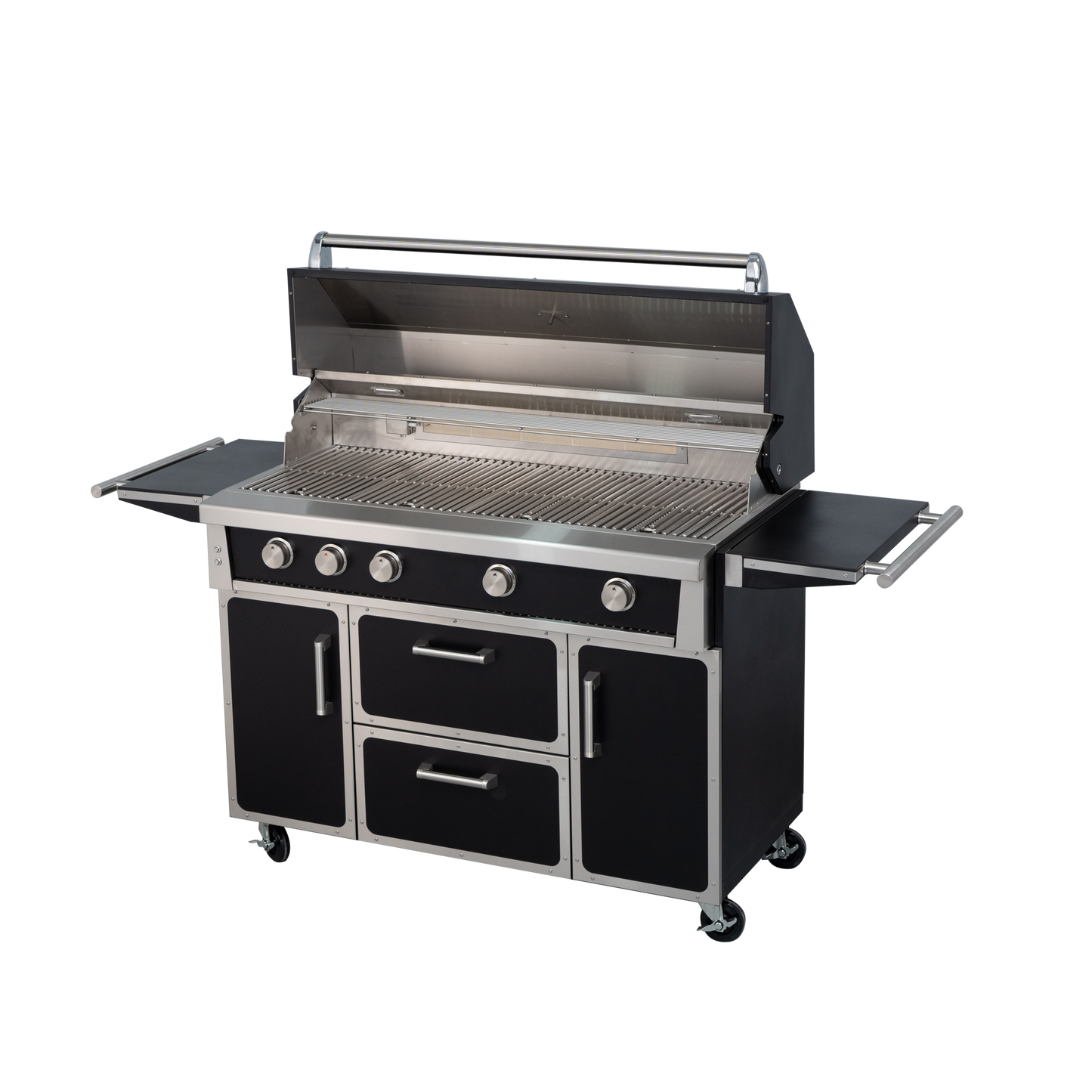 Black - 49'' Premium 304 Stainless Steel Outdoor Propane Grill | 99,000 BTU 4 Burners + Infrared Sear Burner