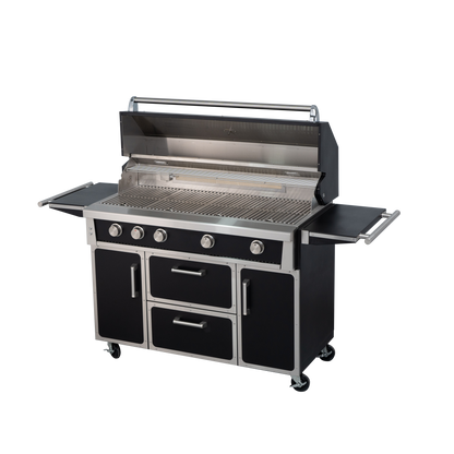 Black - 49'' Premium 304 Stainless Steel Outdoor Propane Grill | 99,000 BTU 4 Burners + Infrared Sear Burner