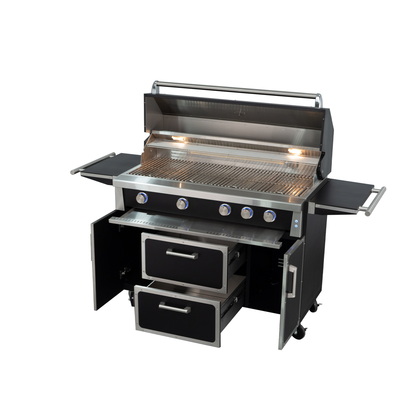 Black- 49'' Premium 304 Stainless Steel Outdoor Natural Gas Grill | 99,000 BTU 4 Burners + Infrared Rear Burner