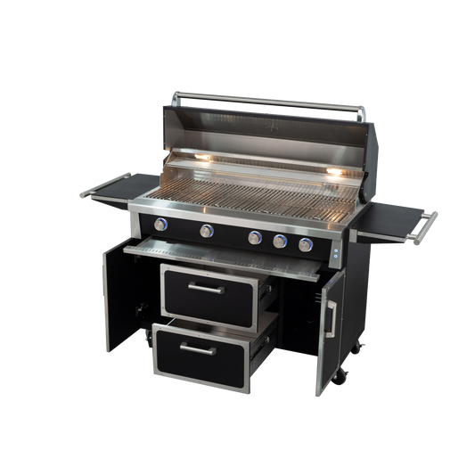 Black - 49'' Premium 304 Stainless Steel Outdoor Propane Grill | 99,000 BTU 4 Burners + Infrared Sear Burner