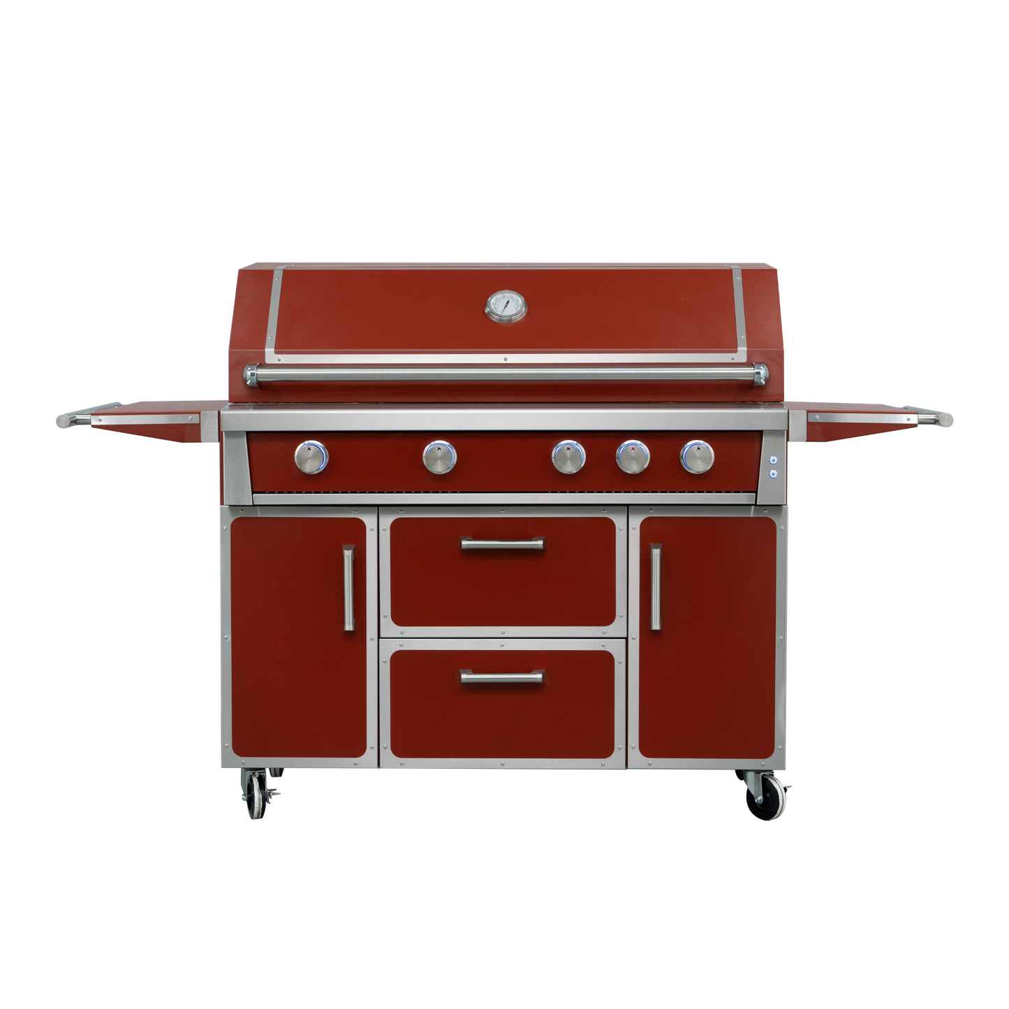 Maroon - 49'' Premium 304 Stainless Steel Outdoor Natural Gas Grill | 99000 BTU 4 Burners + Infrared Rear Burner