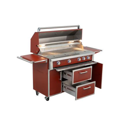 Maroon - 49'' Premium 304 Stainless Steel Outdoor Natural Gas Grill | 99000 BTU 4 Burners + Infrared Rear Burner