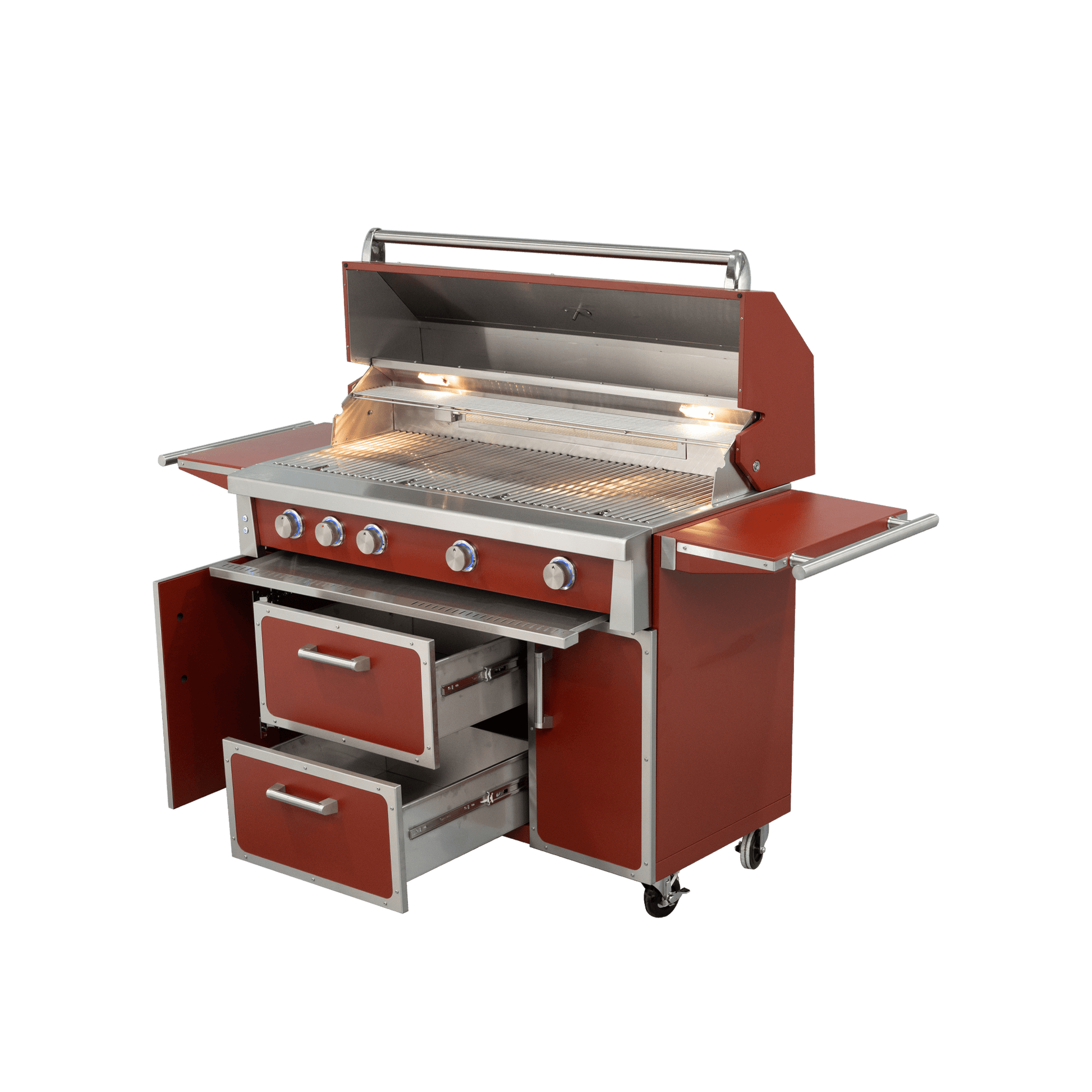 Maroon - 49'' Premium 304 Stainless Steel Outdoor Natural Gas Grill | 99000 BTU 4 Burners + Infrared Rear Burner - NextCabinets