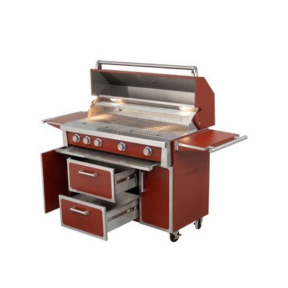 Maroon - 49'' Premium 304 Stainless Steel Outdoor Natural Gas Grill | 99000 BTU 4 Burners + Infrared Rear Burner - NextCabinets