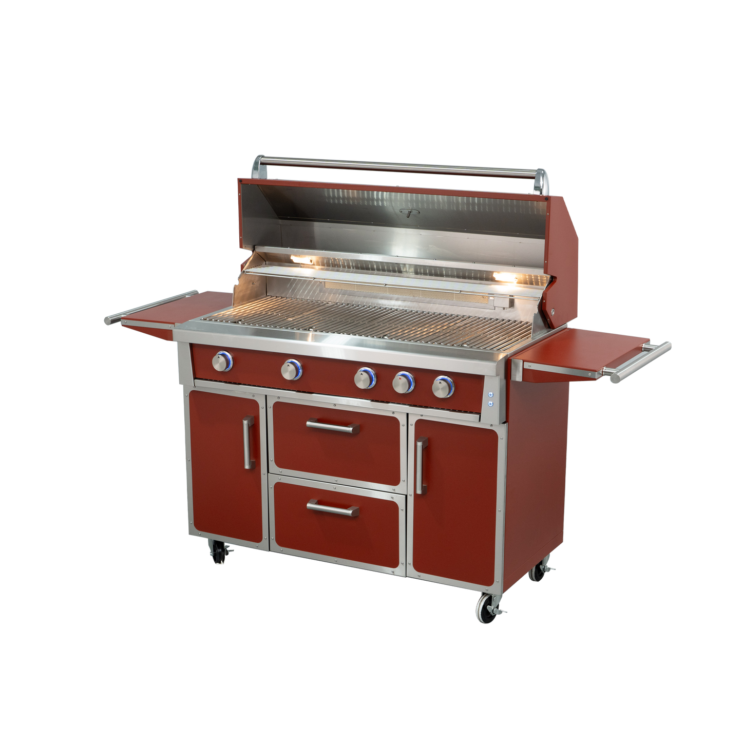 Maroon - 49'' Premium 304 Stainless Steel Outdoor Natural Gas Grill | 99000 BTU 4 Burners + Infrared Rear Burner