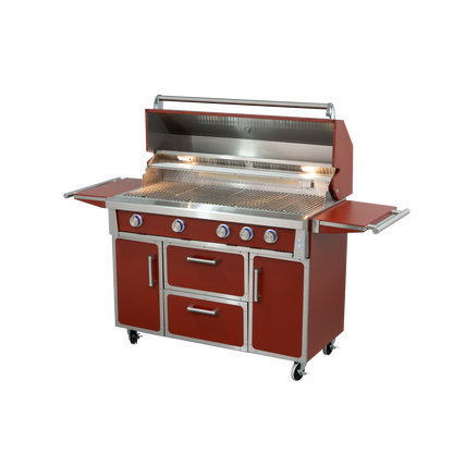 Maroon - 49'' Premium 304 Stainless Steel Outdoor Natural Gas Grill | 99000 BTU 4 Burners + Infrared Rear Burner