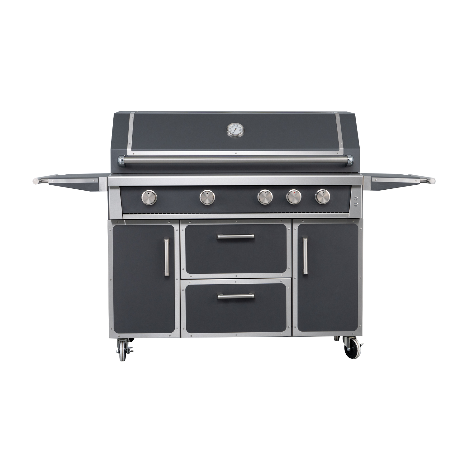 Grey - 49'' Premium 304 Stainless Steel Outdoor Natural Gas Grill | 99,000 BTU 4 Burners + Infrared Rear Burner
