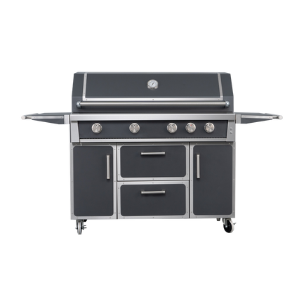Grey - 49'' Premium 304 Stainless Steel Outdoor Natural Gas Grill | 99,000 BTU 4 Burners + Infrared Rear Burner