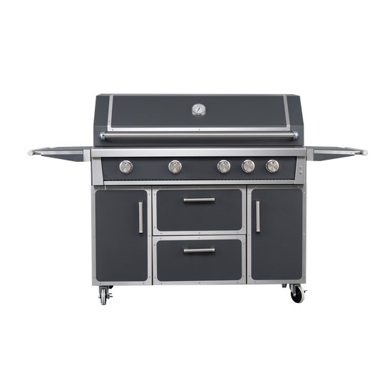Grey - 49'' Premium 304 Stainless Steel Outdoor Natural Gas Grill | 99,000 BTU 4 Burners + Infrared Rear Burner
