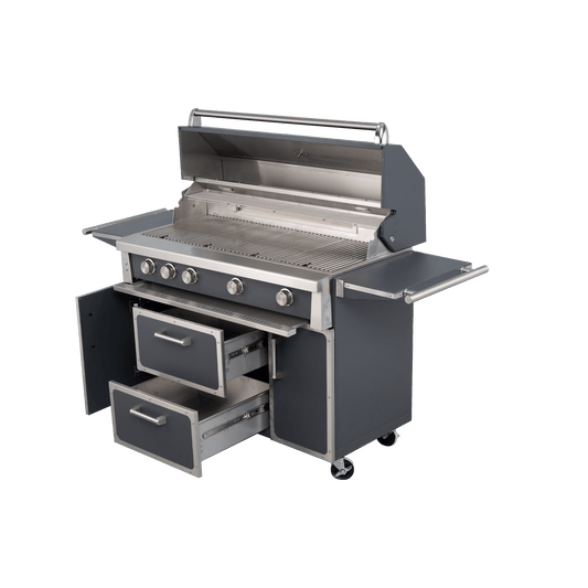 Grey - 49'' Premium 304 Stainless Steel Outdoor Natural Gas Grill | 99,000 BTU 4 Burners + Infrared Rear Burner - NextCabinets