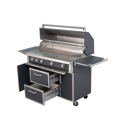 Grey - 49'' Premium 304 Stainless Steel Outdoor Propane Grill | 99,000 BTU 4 Burners + Infrared Rear Burner