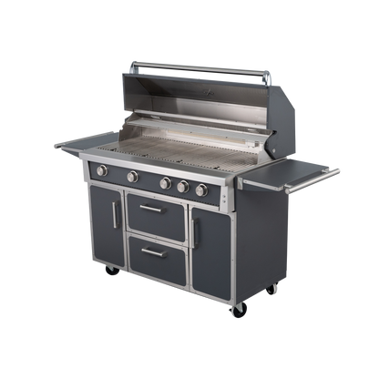 Grey - 49'' Premium 304 Stainless Steel Outdoor Natural Gas Grill | 99,000 BTU 4 Burners + Infrared Rear Burner