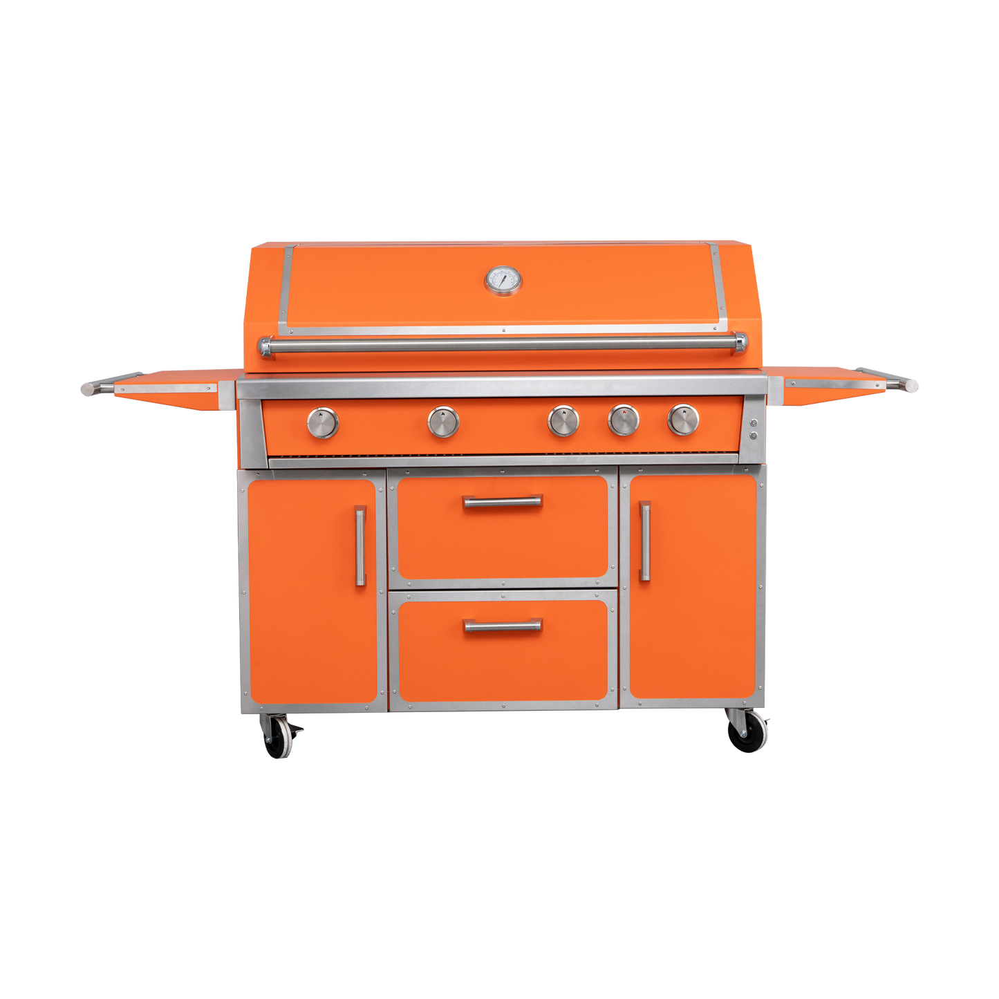 Orange - 49'' Premium 304 Stainless Steel Outdoor Natural Gas Grill | 99,000 BTU 4 Burners + Infrared Rear Burner