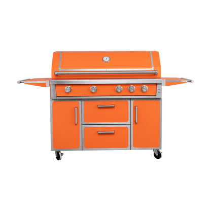 Orange - 49'' Premium 304 Stainless Steel Outdoor Natural Gas Grill | 99,000 BTU 4 Burners + Infrared Rear Burner