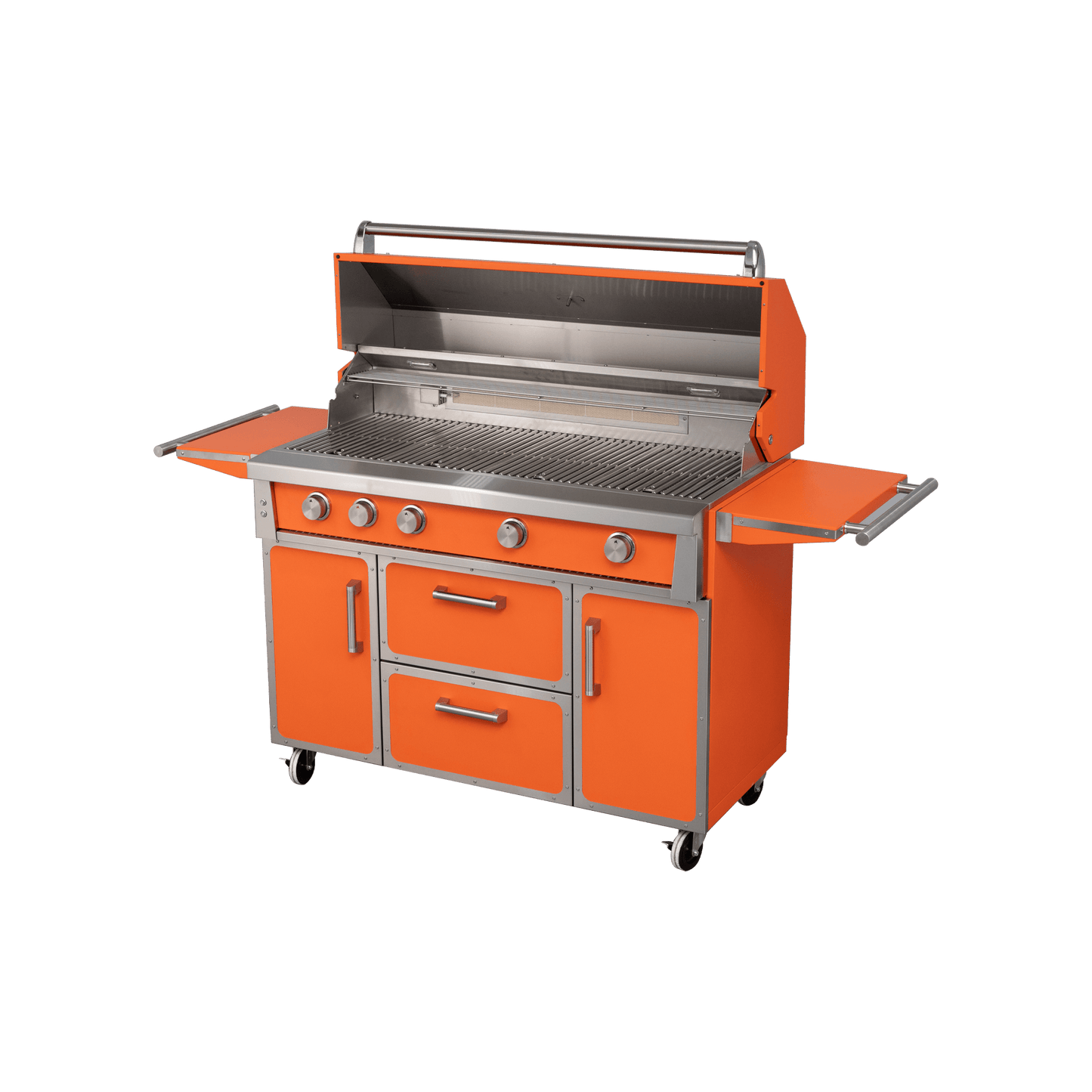 Orange - 49'' Premium 304 Stainless Steel Outdoor Natural Gas Grill | 99,000 BTU 4 Burners + Infrared Rear Burner - NextCabinets