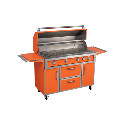 Orange - 49'' Premium 304 Stainless Steel Outdoor Natural Gas Grill | 99,000 BTU 4 Burners + Infrared Rear Burner