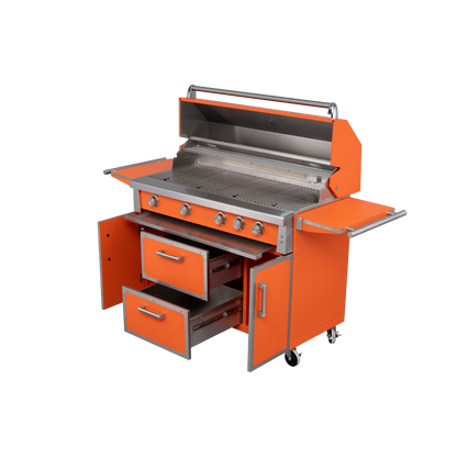 Orange - 49'' Premium 304 Stainless Steel Outdoor Natural Gas Grill | 99,000 BTU 4 Burners + Infrared Rear Burner