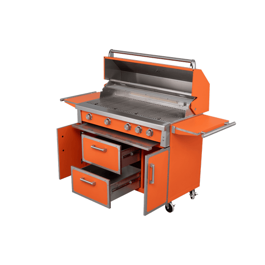 Orange - 49'' Premium 304 Stainless Steel Outdoor Natural Gas Grill | 99,000 BTU 4 Burners + Infrared Rear Burner - NextCabinets
