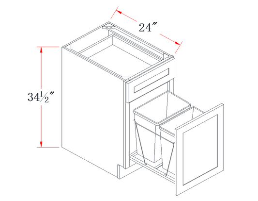 Onyx Black Trash Pull-Out Base Cabinet - 18"W