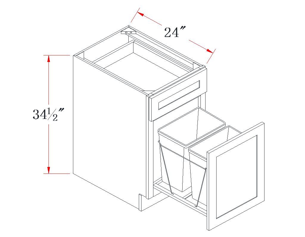 Polar White Trash Pull-Out Base Cabinet - 18"W