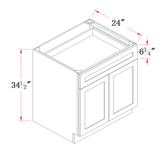 Onyx Black Standard Base Cabinet - 30"W