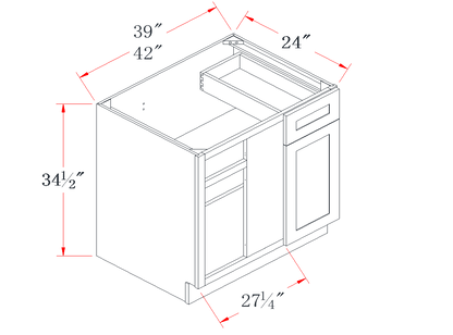 Slim Polar White Blind Corner Base Cabinet - 39"W