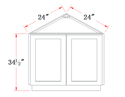 Ivory White Angled-End Base Cabinet - 24"W
