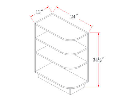 Onyx Black Open Shelf Base End Cabinet - 12"W