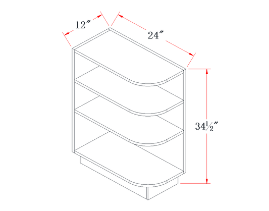 Onyx Black Open Shelf Base End Cabinet - 12"W